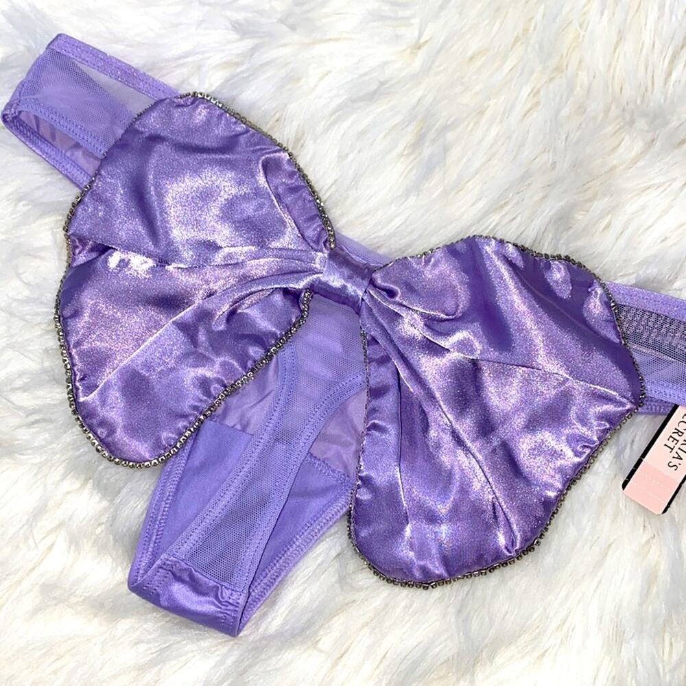 VS • Very Sexy Stunning Rhinestone & Satin Bow Back Thong Panties
